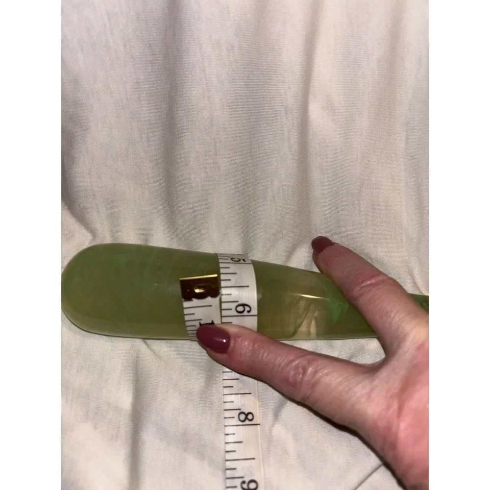 Vintage Style Marbled Green Resin and Faux Horn Large Serving Spoon 13.5 Inch